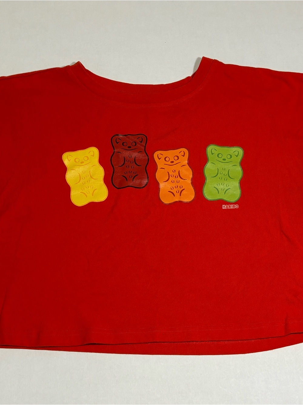 Haribo XL Cropped Top Sleeveless Tee - Red Gummy Bear Graphic
